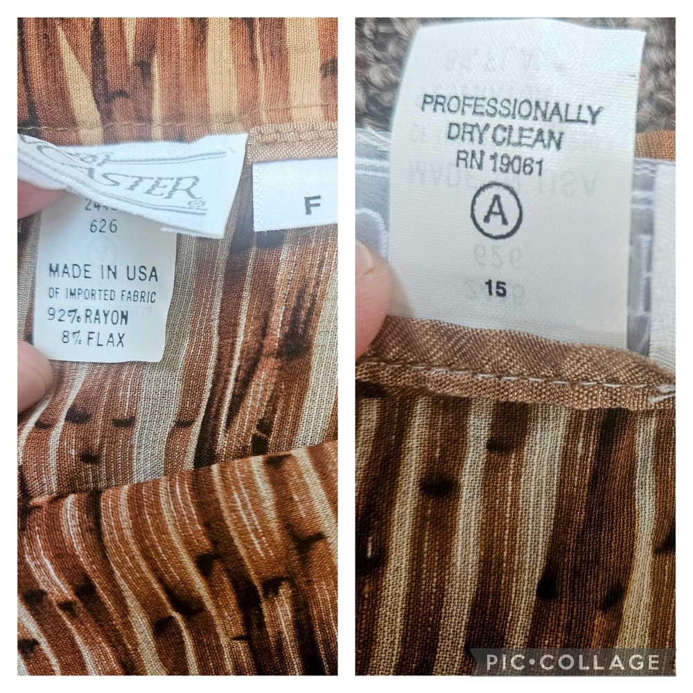 Doncaster NWOT Brown & Tan Bamboo Leaf Rayon & Flax Faux Wrap Skirt Size 18 - Picture 6 of 7